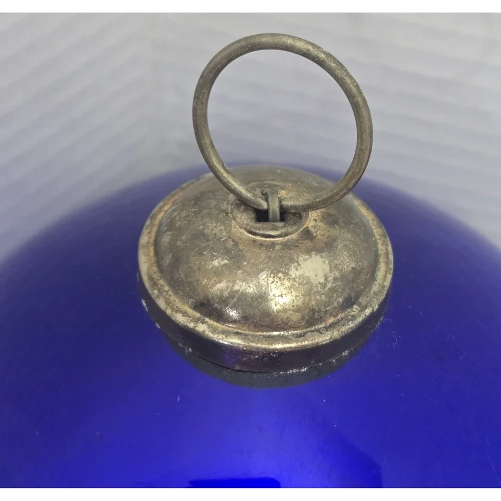 Antique German Kugel Ornaments - Cobalt Blue Mercury Glass Set (Two 6